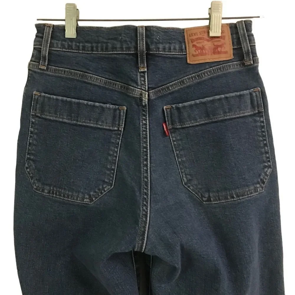 Levi’s Mile High Cropped Wide Leg button fly denim blue jeans 26 - Picture 4 of 7